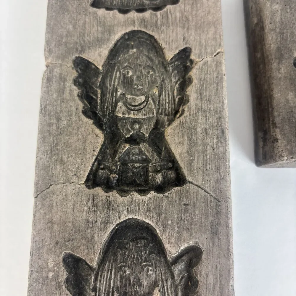 1973 Laxa Family Triple Angel Cookie Mold & single mold Wall Hanging DMG READ